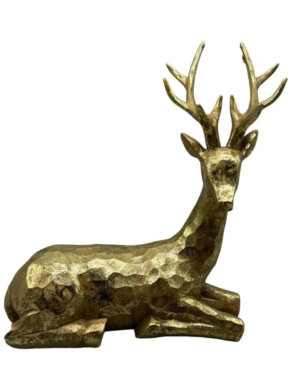 Holiday Gold Foil Textured Reindeer Stag Deer Figurine Sculpture 12